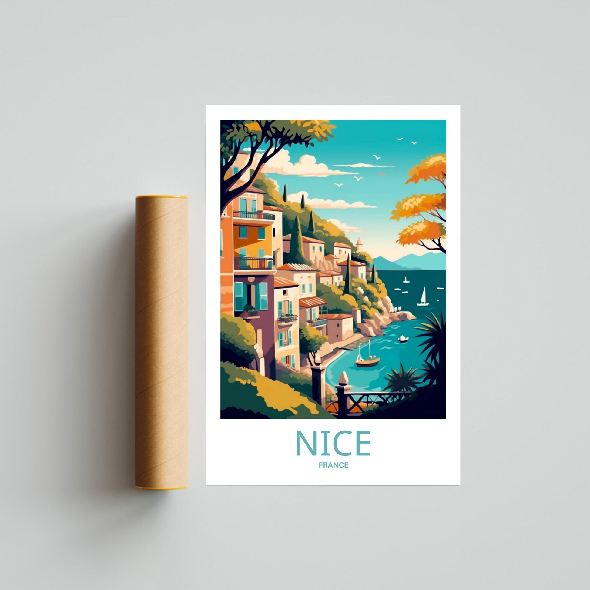 Nice, France Print | France Wall Art | Travel Poster | Wild Atlantic Print | Nice Poster | French Poster - TravelTreasureCo