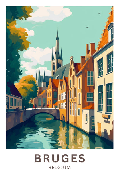 Bruges Belgium Travel Poster