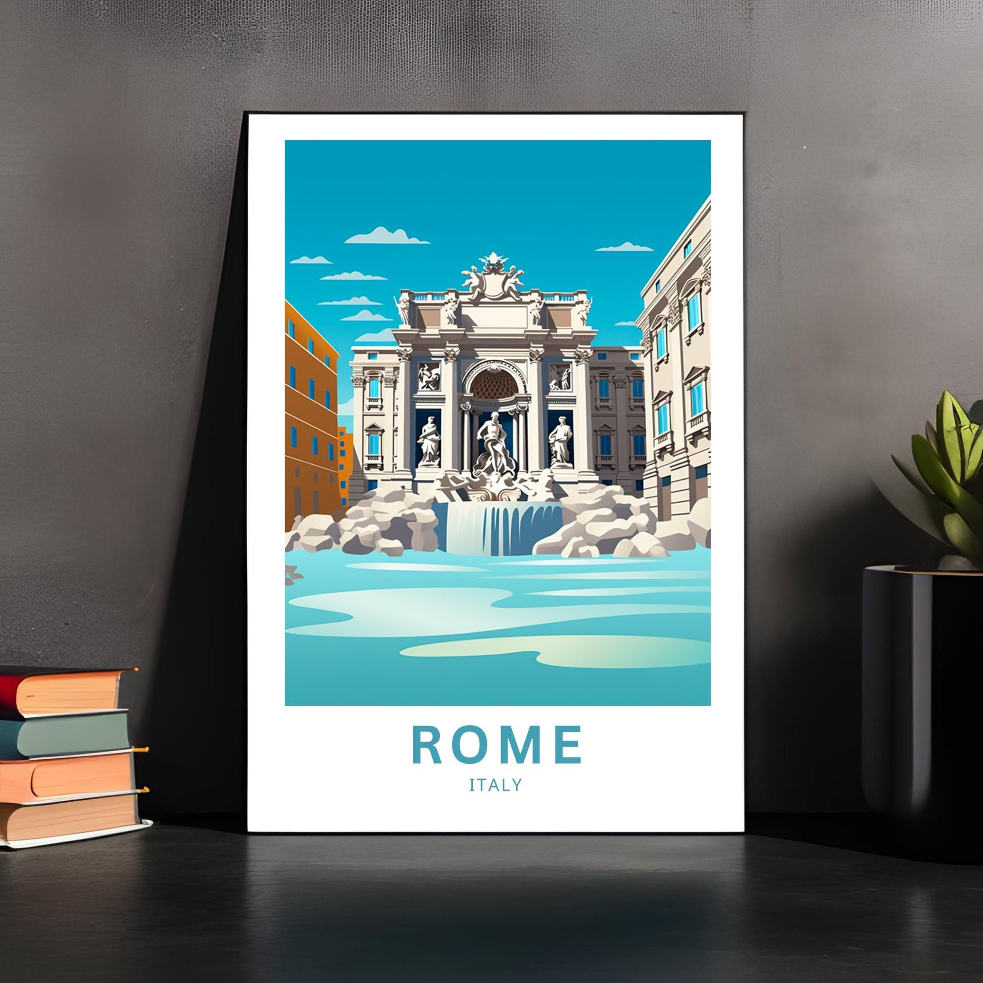 Rome travel print - Rome, Italy poster, Street, City, Trevi Fountain poster, Birthday present, Gift - TravelTreasureCo