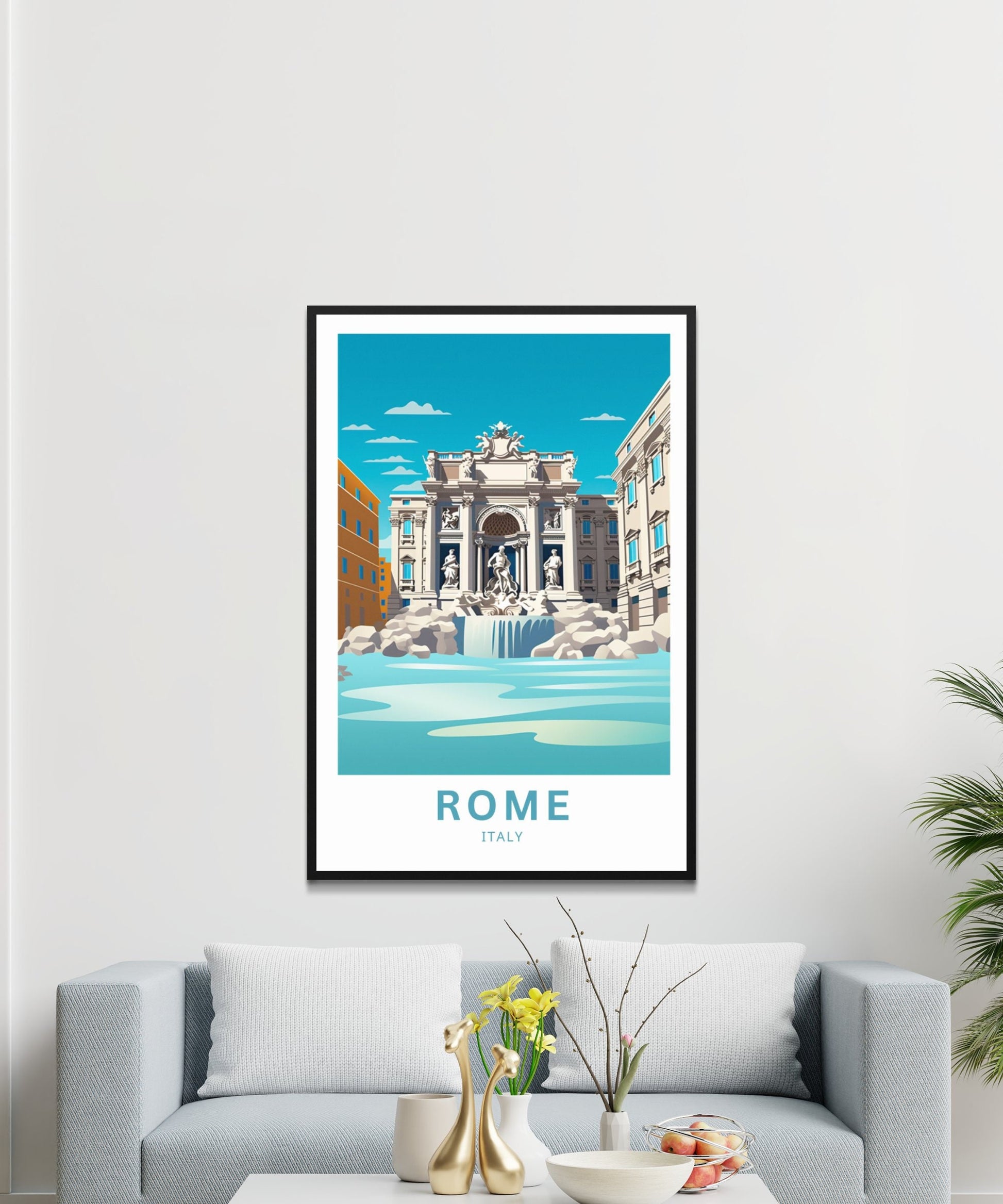 Rome travel print - Rome, Italy poster, Street, City, Trevi Fountain poster, Birthday present, Gift - TravelTreasureCo