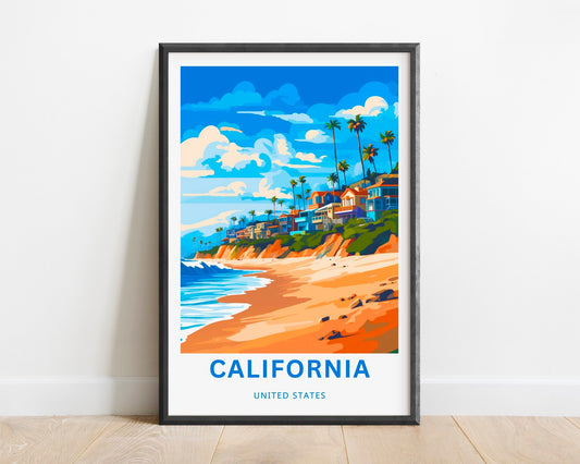 California Travel Print - California poster, United States Wall Art, Framed present, Gift United States Present - TravelTreasureCo