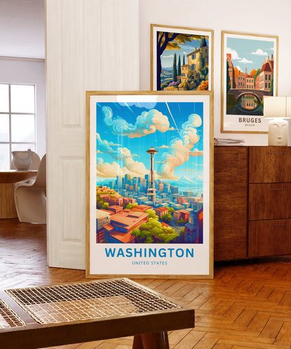 Washington Travel Print - Washington poster, United States Wall Art, Framed present, Gift United States Present - TravelTreasureCo