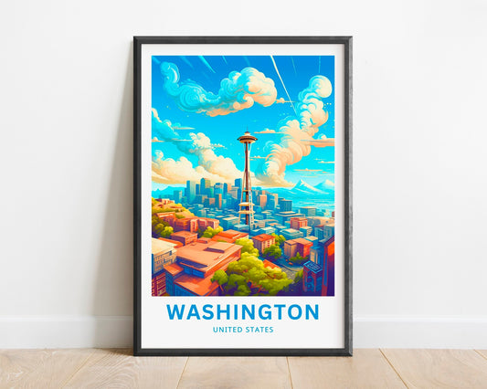 Washington Travel Print - Washington poster, United States Wall Art, Framed present, Gift United States Present - TravelTreasureCo