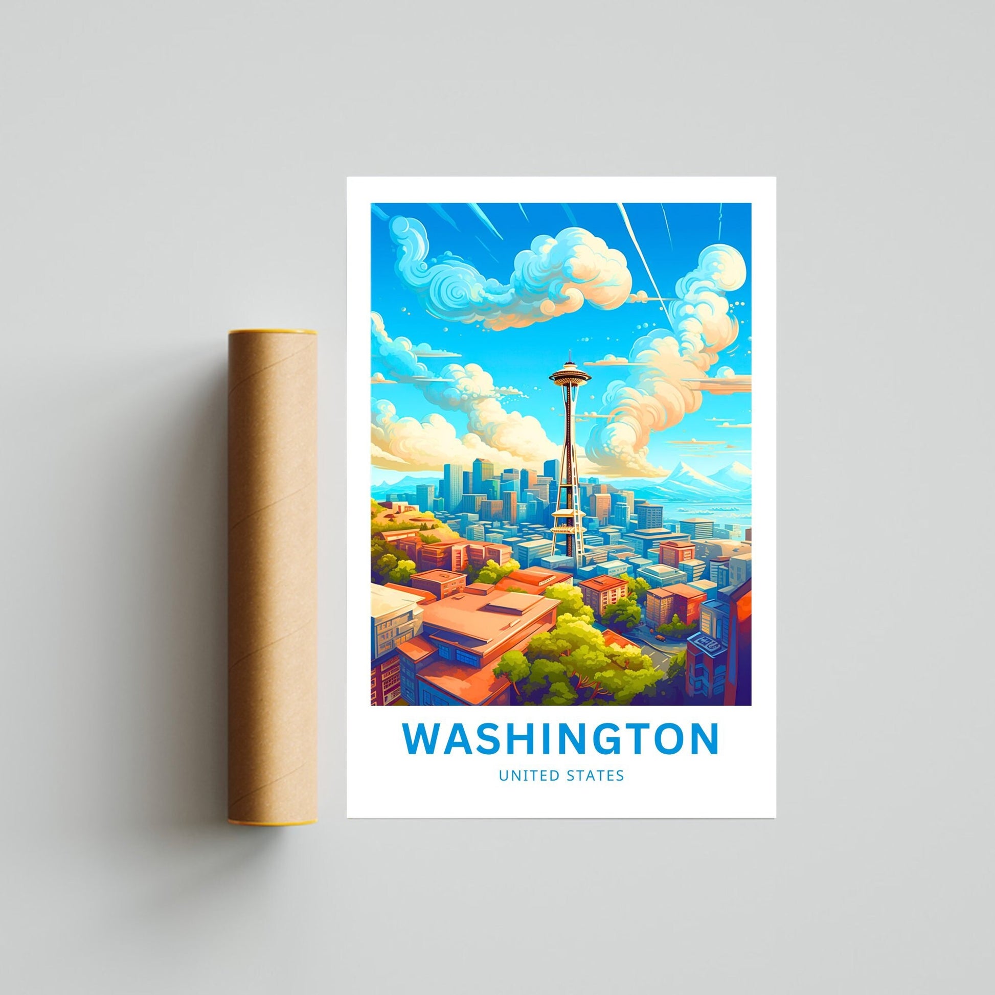 Washington Travel Print - Washington poster, United States Wall Art, Framed present, Gift United States Present - TravelTreasureCo