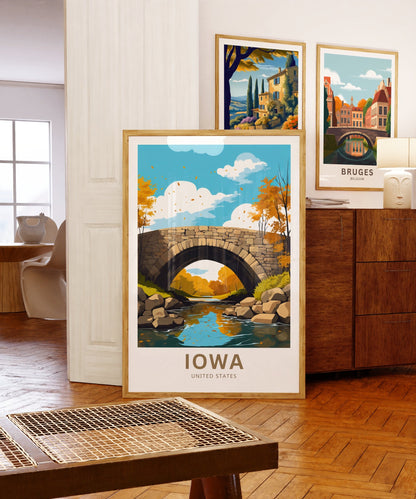 Iowa Travel Print - Iowa poster, United States Wall Art, Framed present, Gift United States Present - TravelTreasureCo