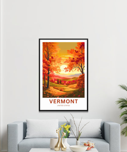 Vermont Travel Print - Vermont poster, United States Wall Art, Framed present, Gift United States Present - TravelTreasureCo