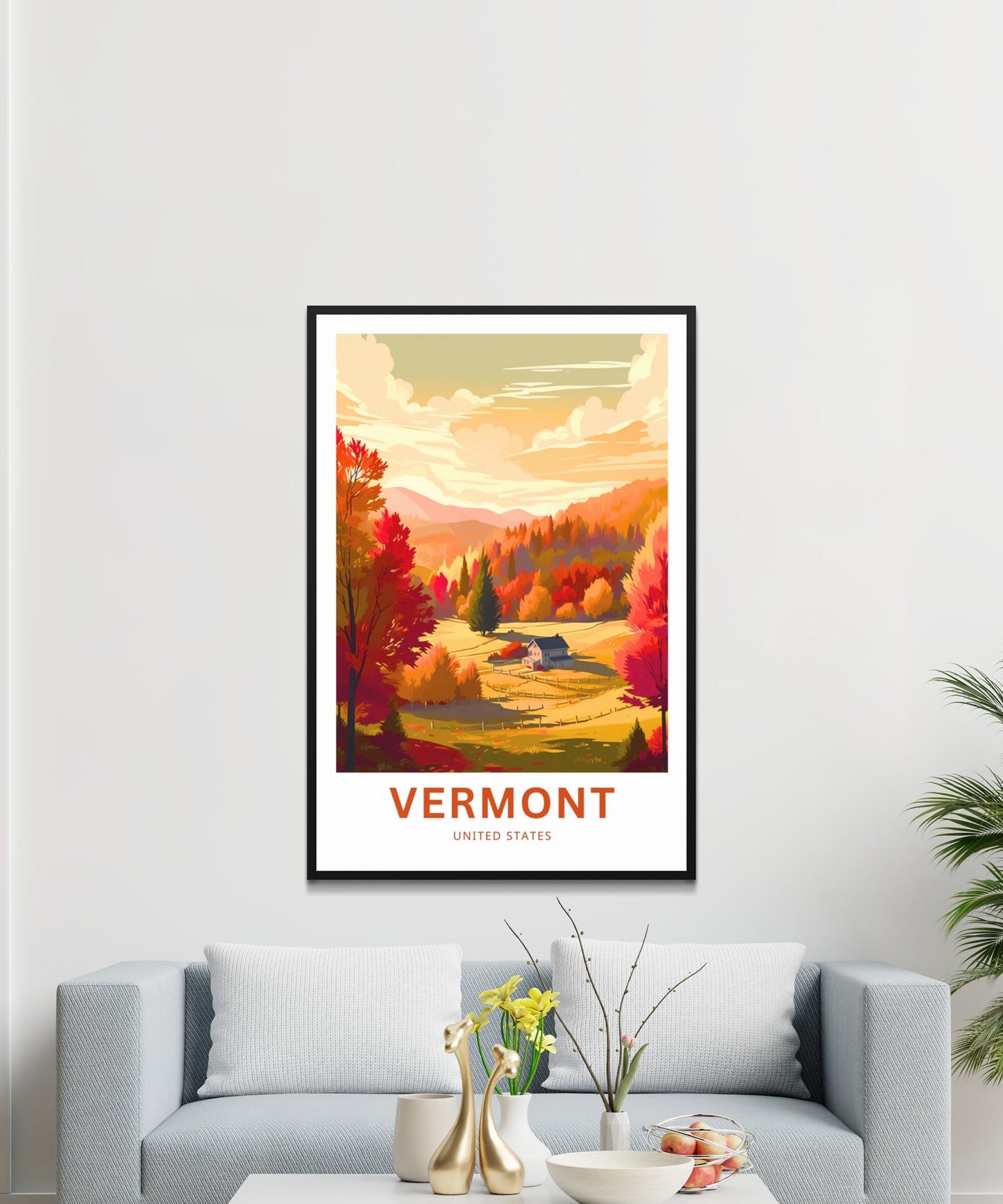 Vermont Travel Print - Vermont poster, United States Wall Art, Framed present, Gift United States Present - TravelTreasureCo