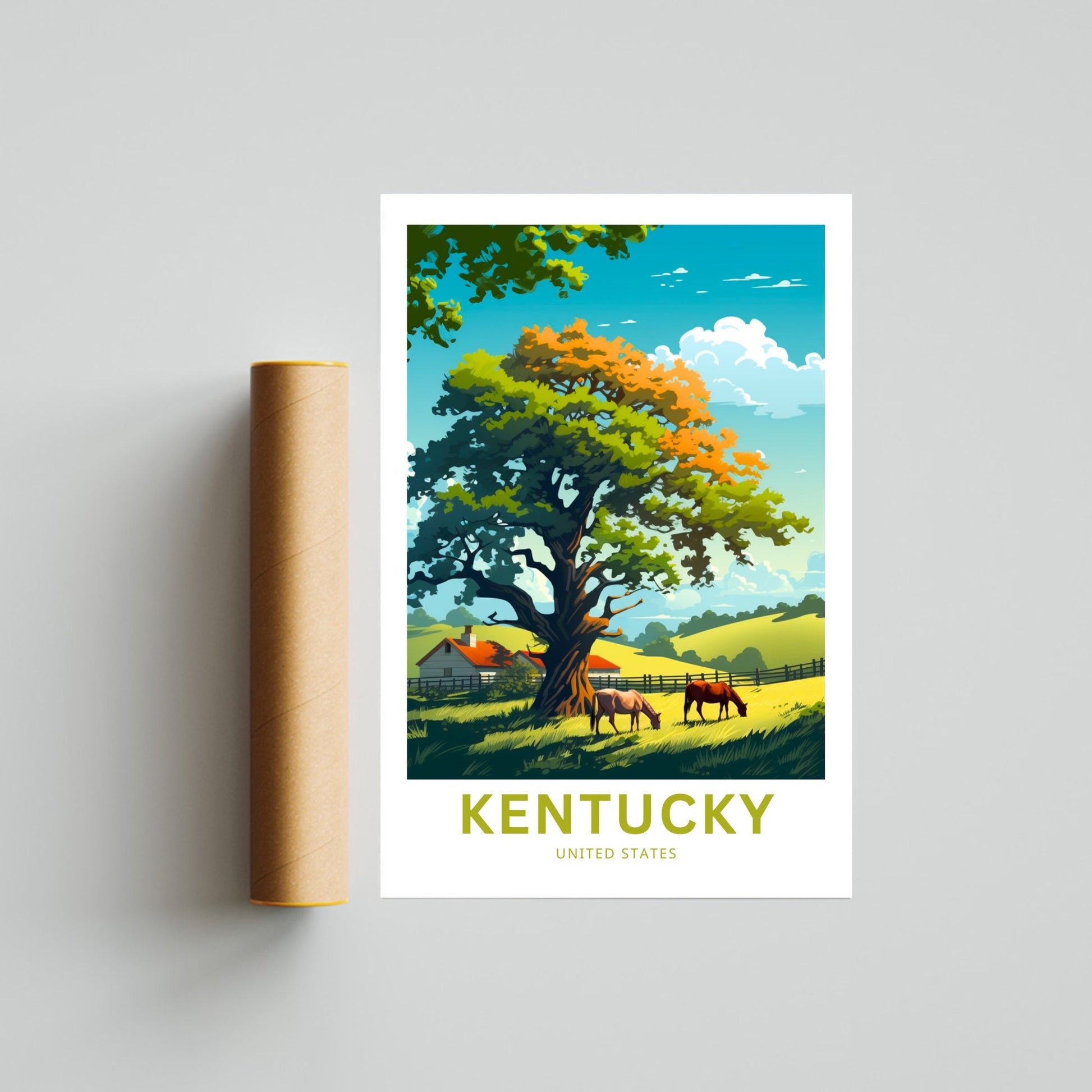 Kentucky Travel Print - Kentucky poster, United States Wall Art, Framed present, Gift United States Present - TravelTreasureCo