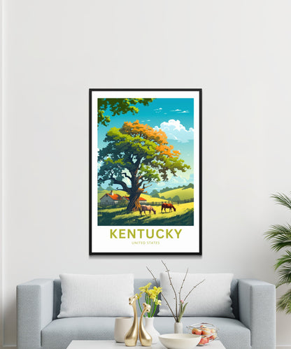 Kentucky Travel Print - Kentucky poster, United States Wall Art, Framed present, Gift United States Present - TravelTreasureCo