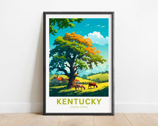 Kentucky Travel Print - Kentucky poster, United States Wall Art, Framed present, Gift United States Present - TravelTreasureCo