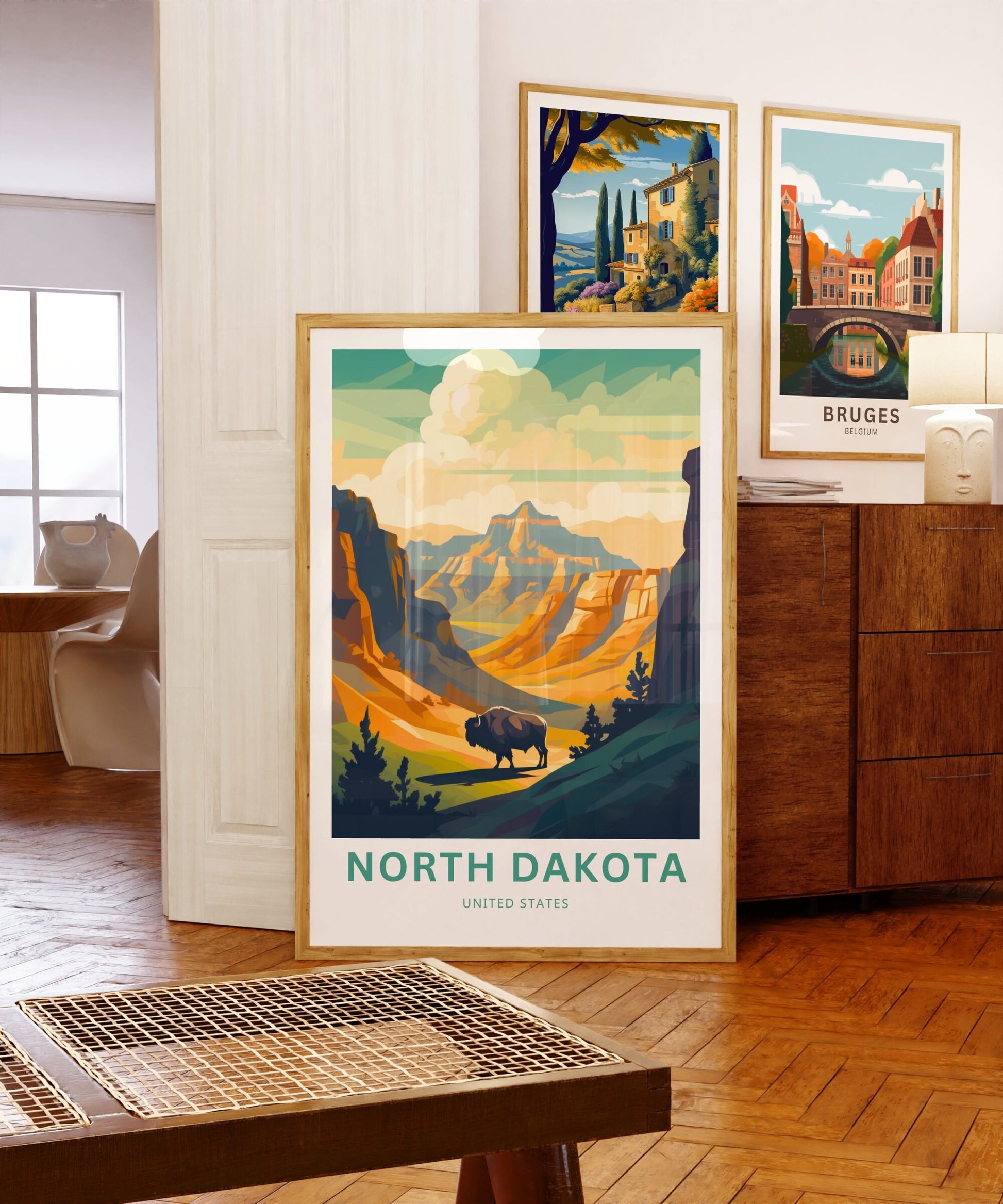 North Dakota Travel Print - North Dakota poster, United States Wall Art, Framed present, Gift United States Present - TravelTreasureCo