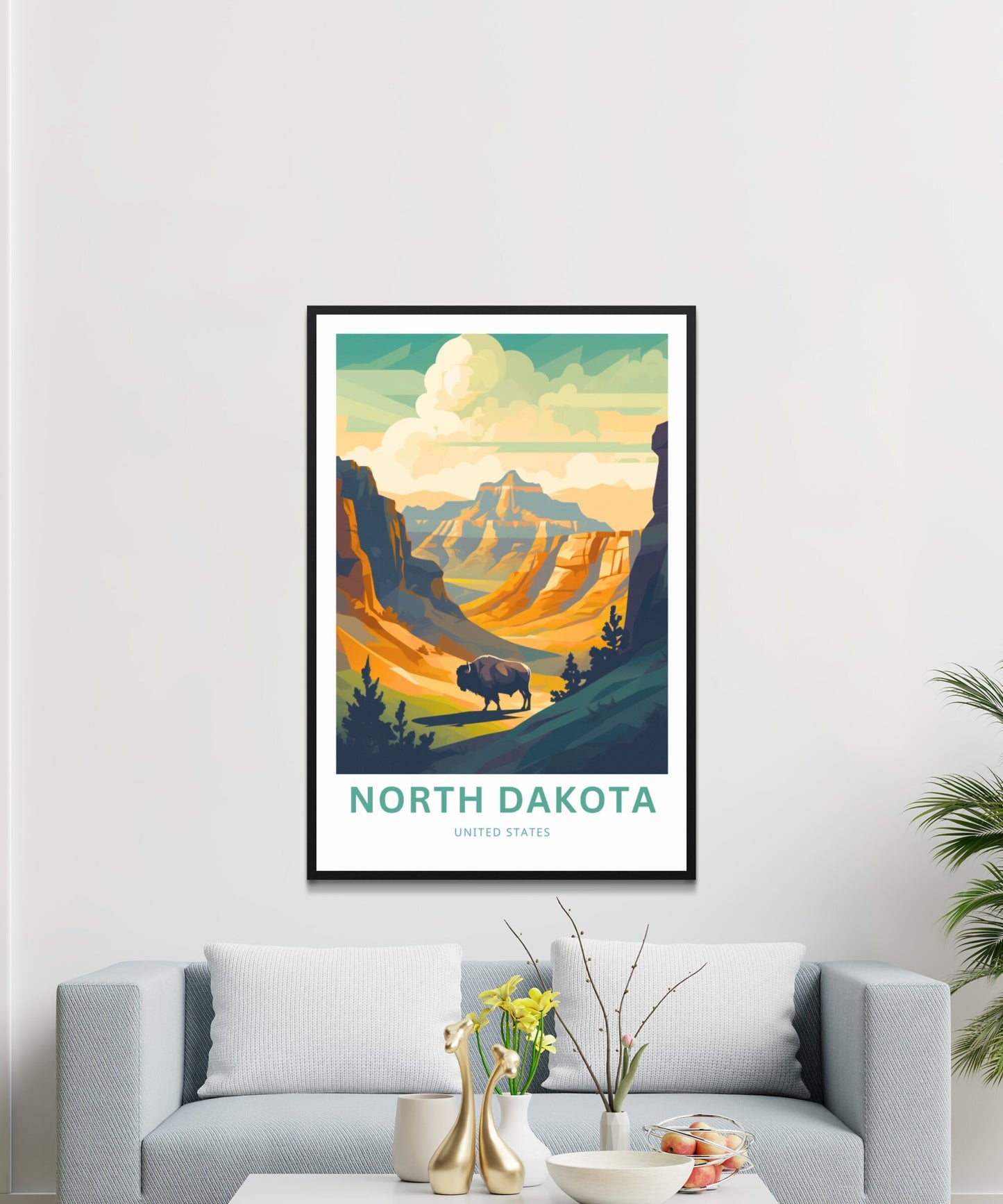 North Dakota Travel Print - North Dakota poster, United States Wall Art, Framed present, Gift United States Present - TravelTreasureCo