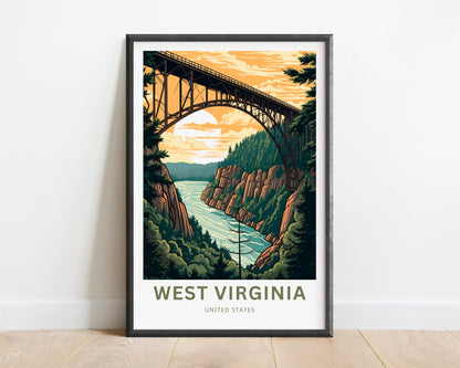 West Virginia Travel Print - West Virginia poster, United States Wall Art, Framed present, Gift United States Present - TravelTreasureCo