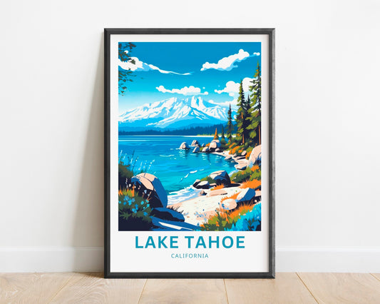 Lake Tahoe Travel Print - Lake Tahoe poster, California Wall Art, Framed present, Gift California Present - TravelTreasureCo