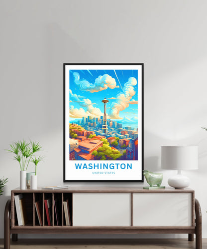 Washington Travel Print - Washington poster, United States Wall Art, Framed present, Gift United States Present - TravelTreasureCo