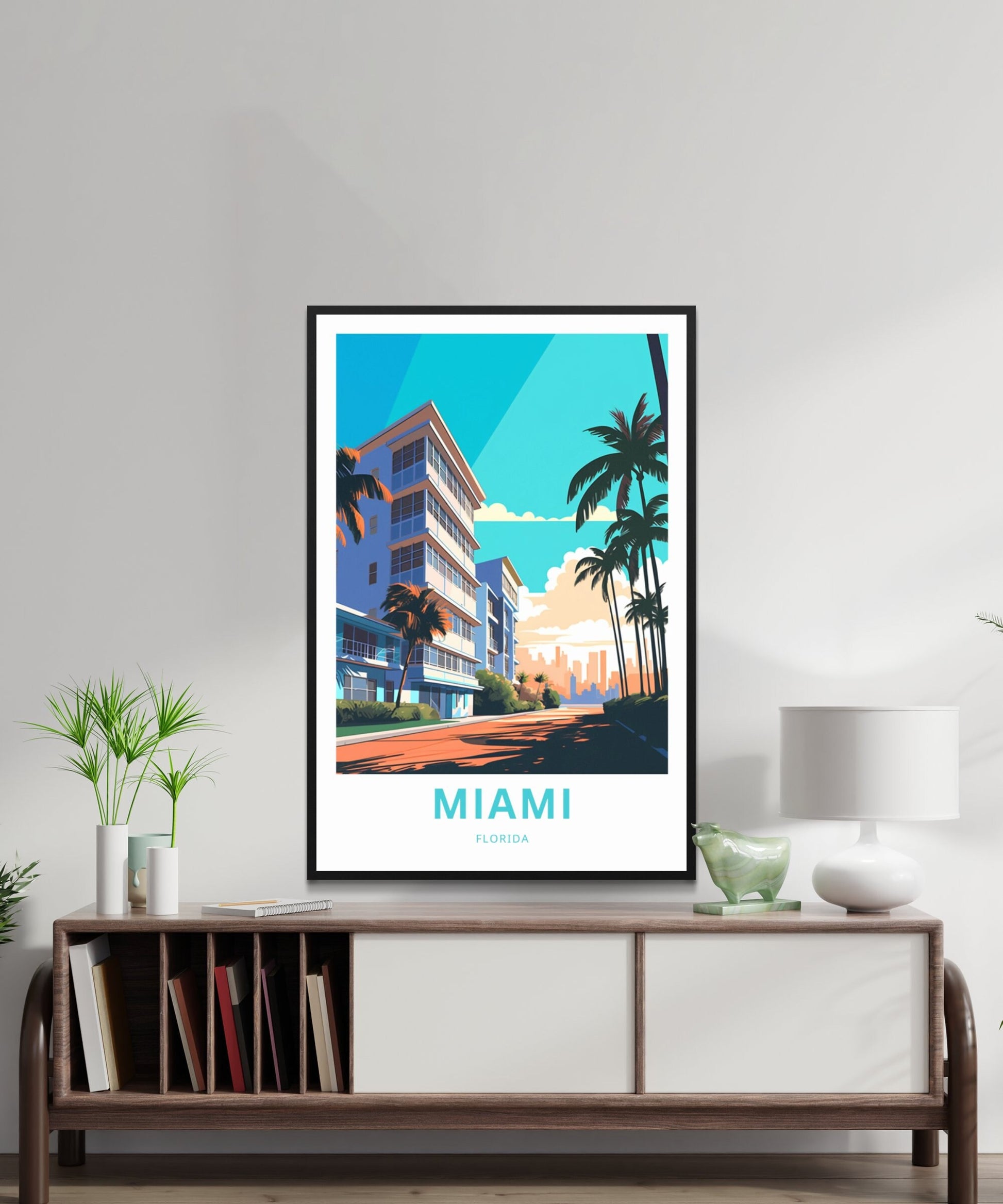 Miami Travel Print - Miami poster, Florida Wall Art, Framed present, Gift Florida Present - TravelTreasureCo