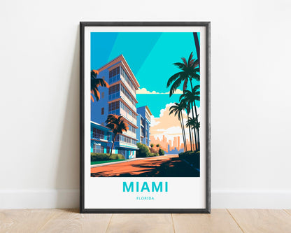 Miami Travel Print - Miami poster, Florida Wall Art, Framed present, Gift Florida Present - TravelTreasureCo