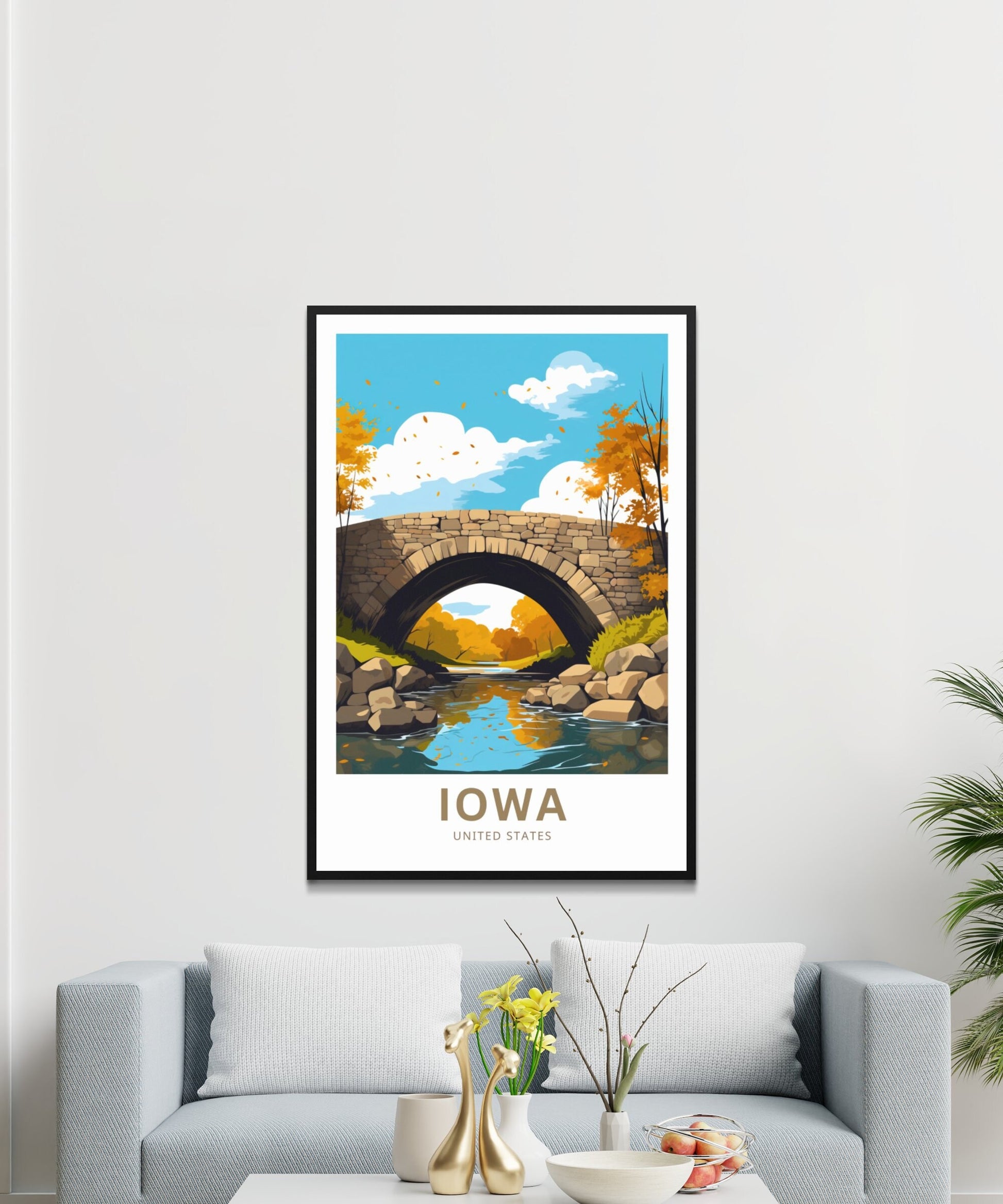 Iowa Travel Print - Iowa poster, United States Wall Art, Framed present, Gift United States Present - TravelTreasureCo