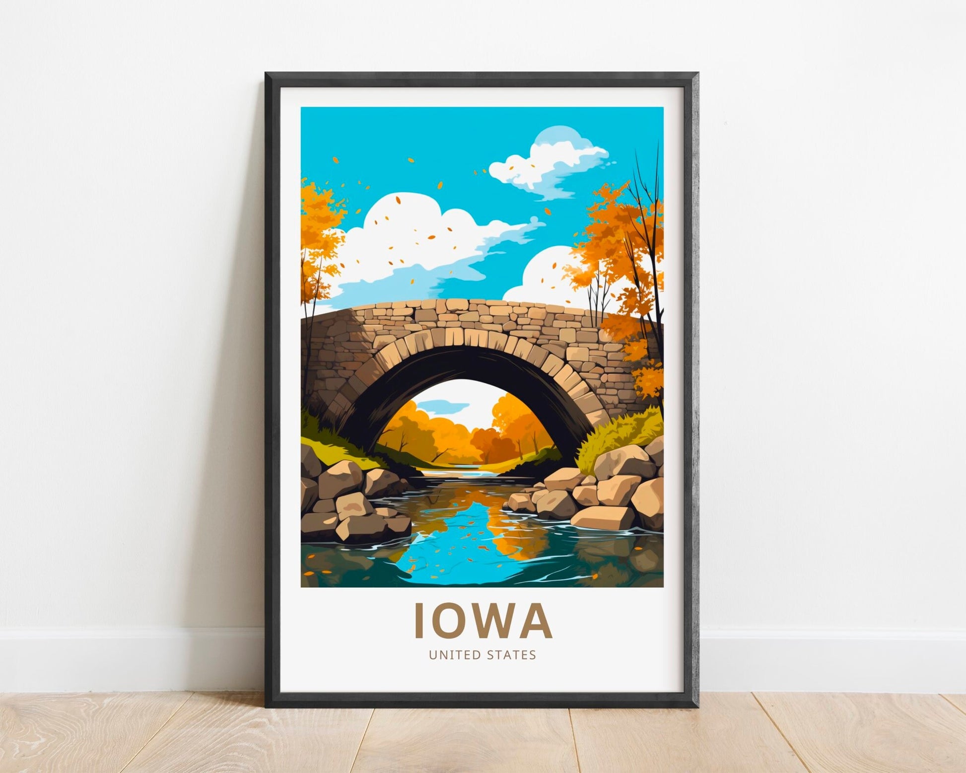 Iowa Travel Print - Iowa poster, United States Wall Art, Framed present, Gift United States Present - TravelTreasureCo