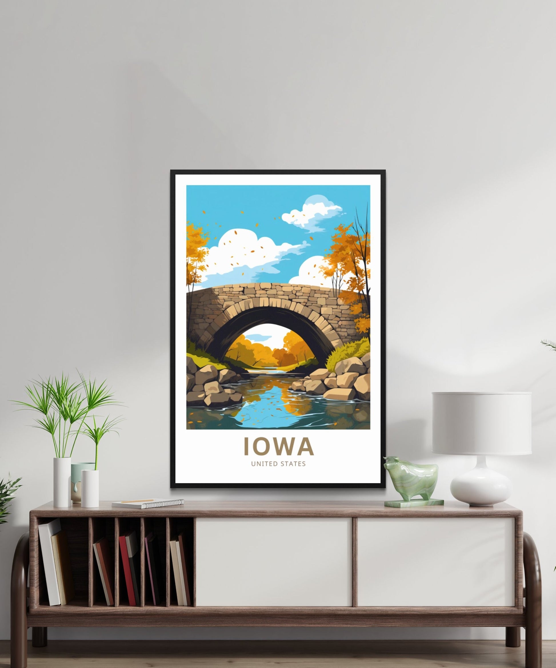 Iowa Travel Print - Iowa poster, United States Wall Art, Framed present, Gift United States Present - TravelTreasureCo