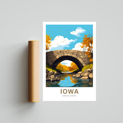 Iowa Travel Print - Iowa poster, United States Wall Art, Framed present, Gift United States Present - TravelTreasureCo