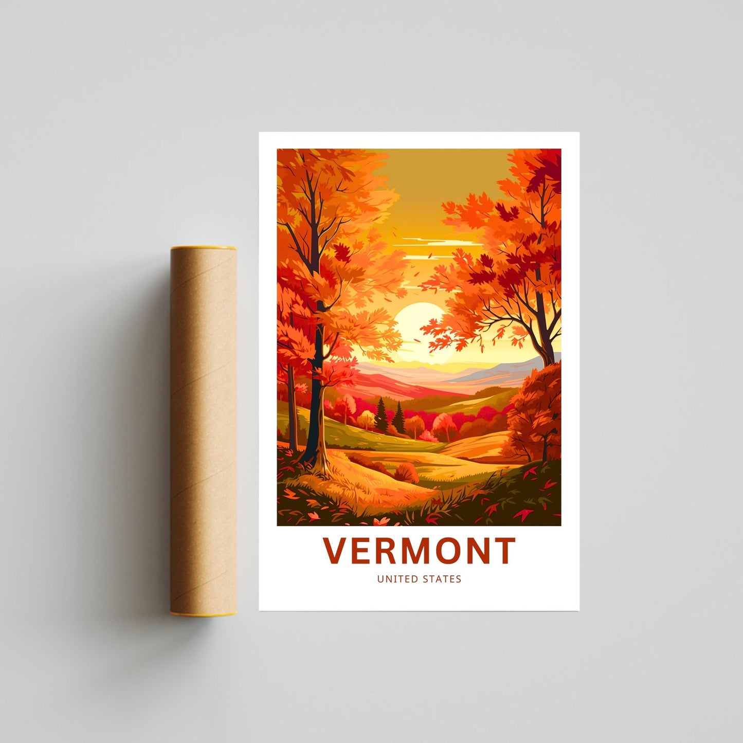 Vermont Travel Print - Vermont poster, United States Wall Art, Framed present, Gift United States Present - TravelTreasureCo