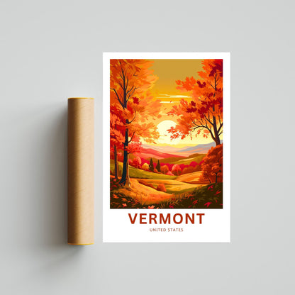 Vermont Travel Print - Vermont poster, United States Wall Art, Framed present, Gift United States Present - TravelTreasureCo