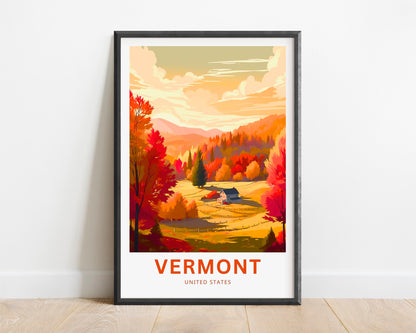 Vermont Travel Print - Vermont poster, United States Wall Art, Framed present, Gift United States Present - TravelTreasureCo