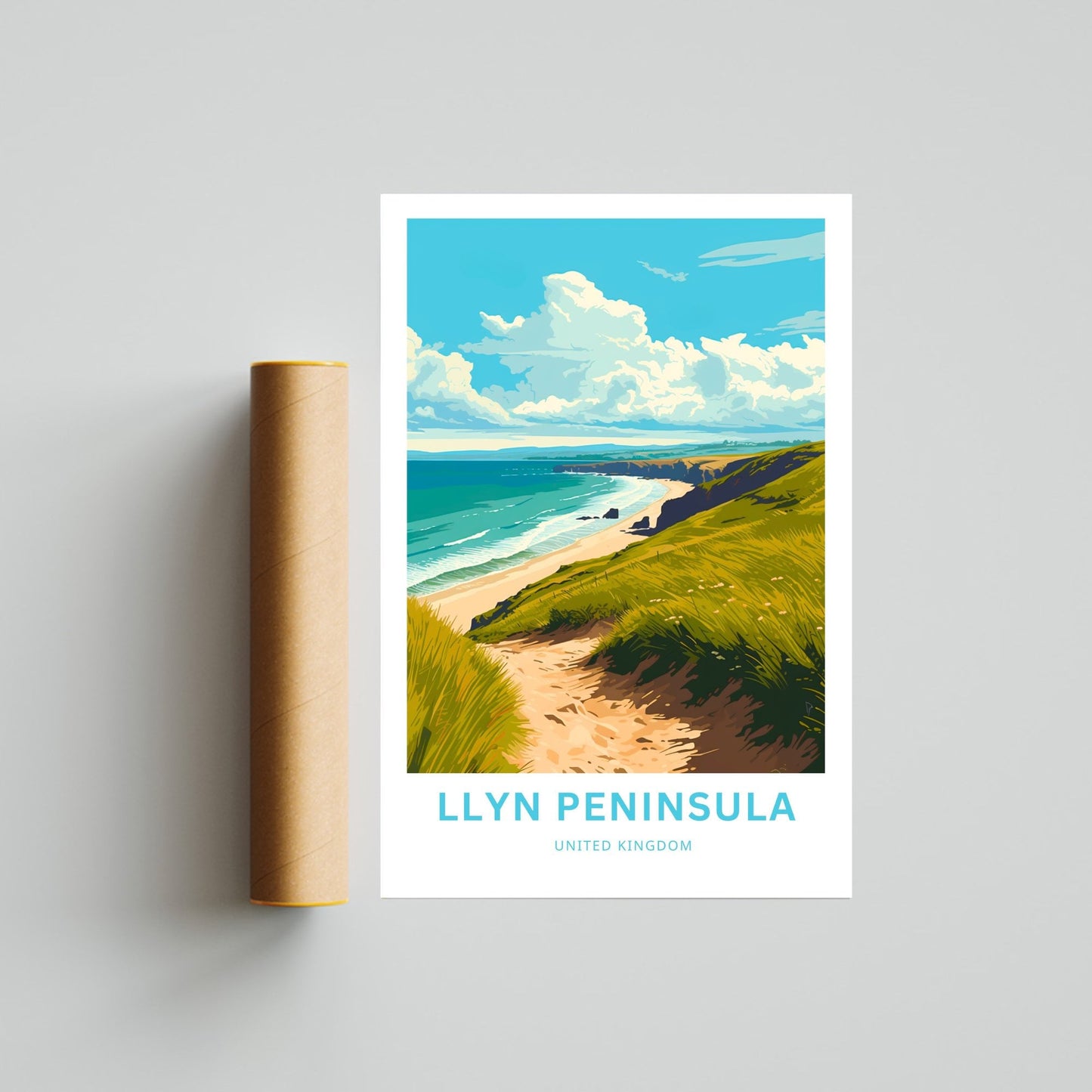 Llyn Peninsula Travel Print - Llyn Peninsula poster, United Kingdom Wall Art, Framed present, Gift United Kingdom Present - TravelTreasureCo