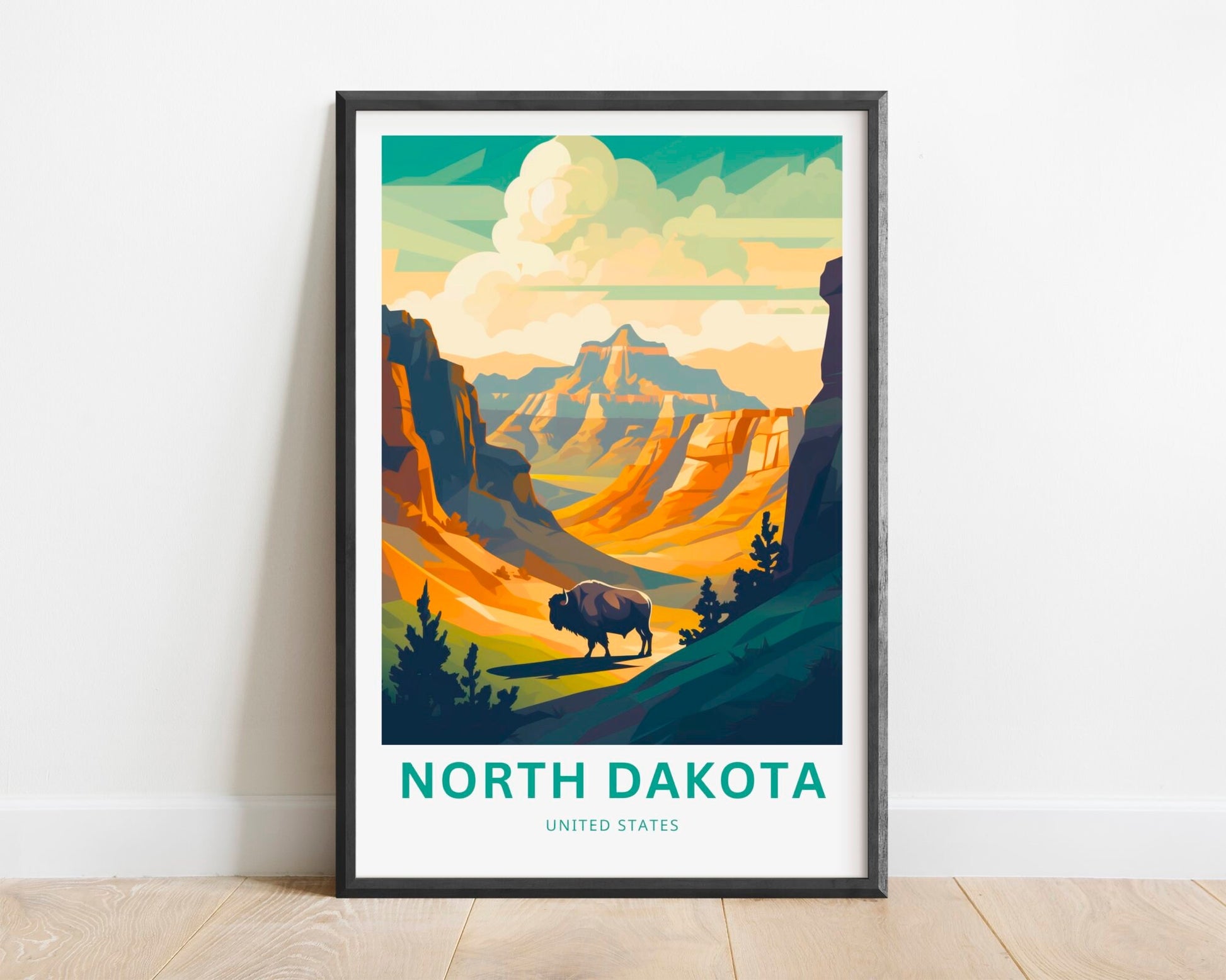 North Dakota Travel Print - North Dakota poster, United States Wall Art, Framed present, Gift United States Present - TravelTreasureCo