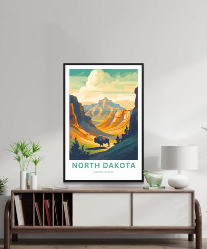 North Dakota Travel Print - North Dakota poster, United States Wall Art, Framed present, Gift United States Present - TravelTreasureCo