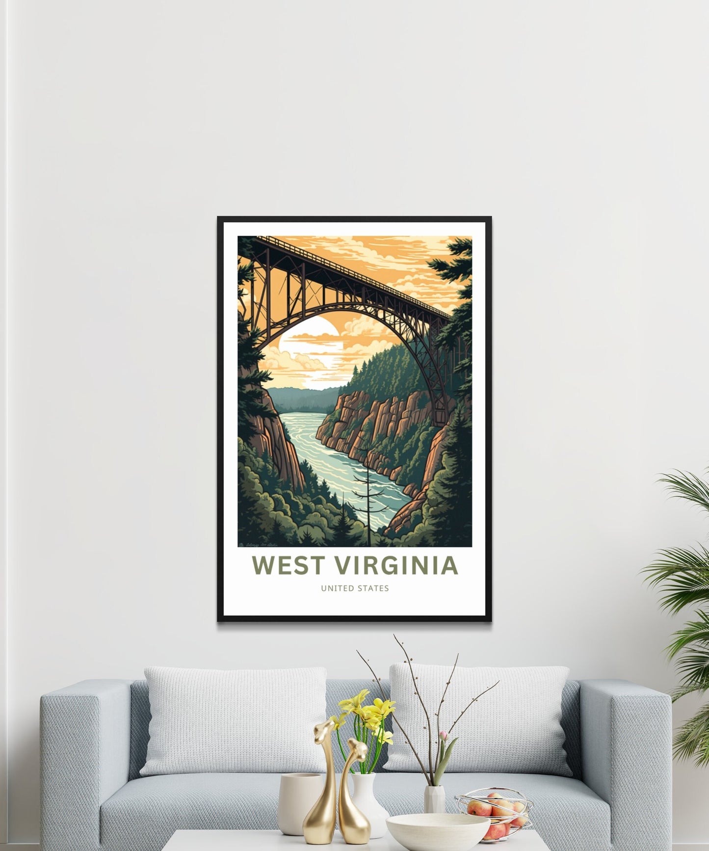 West Virginia Travel Print - West Virginia poster, United States Wall Art, Framed present, Gift United States Present - TravelTreasureCo