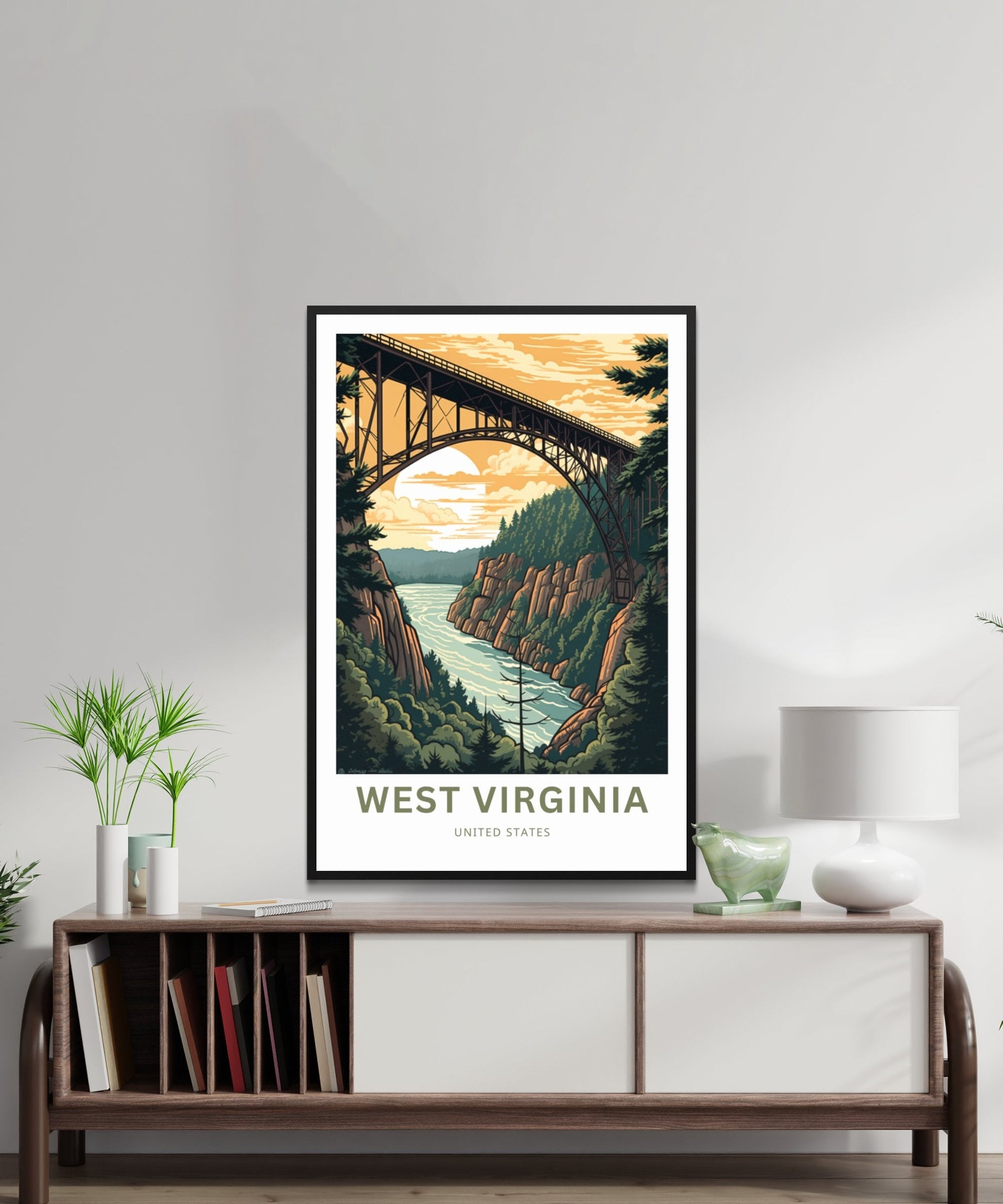 West Virginia Travel Print - West Virginia poster, United States Wall Art, Framed present, Gift United States Present - TravelTreasureCo