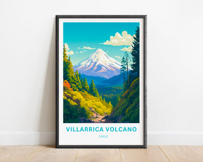 Villarrica Volcano Travel Print - Villarrica Volcano poster, Rucapillán Wall Art, Framed present, Gift Chile Present - TravelTreasureCo