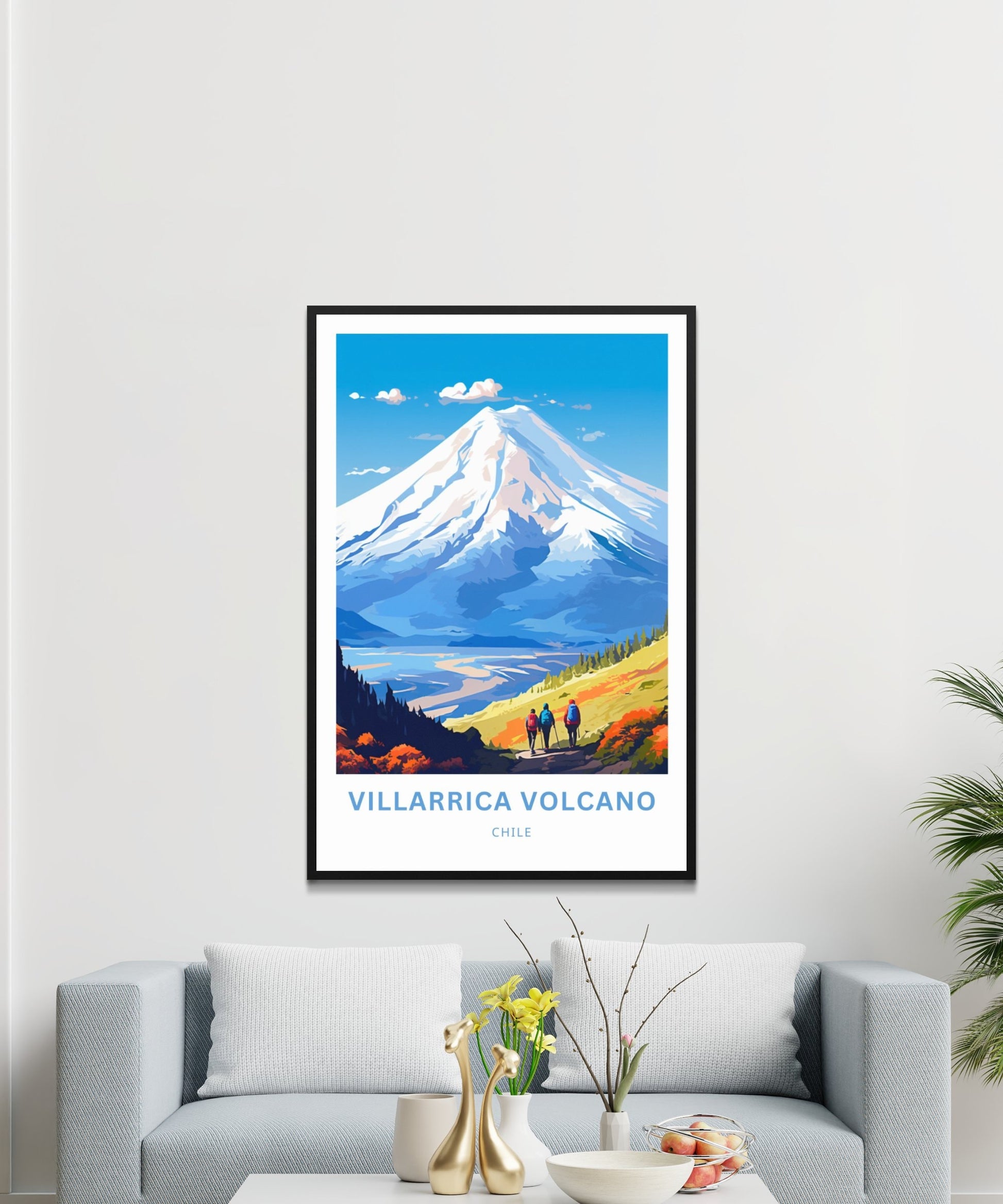 Villarrica Volcano Travel Print - Villarrica Volcano poster, Rucapillán Wall Art, Framed present, Gift Chile Present - TravelTreasureCo