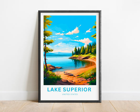 Lake Superior Travel Print - Lake Superior poster, Lake Superior Wall Art, Framed present, Gift United States Present - TravelTreasureCo