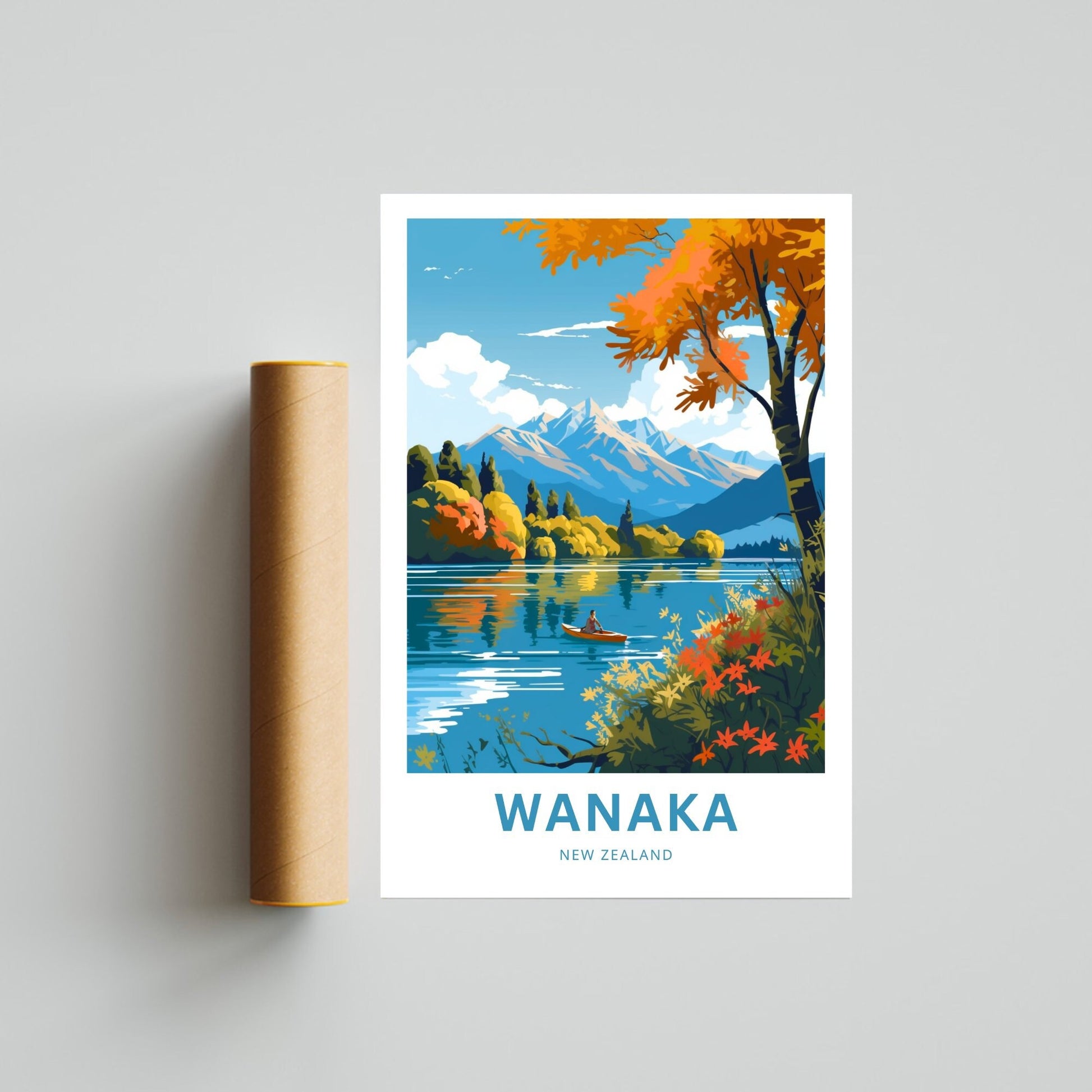 Wanaka Travel Print - Wanaka poster, New Zealand Wall Art, Framed present, Gift New Zealand Present - TravelTreasureCo