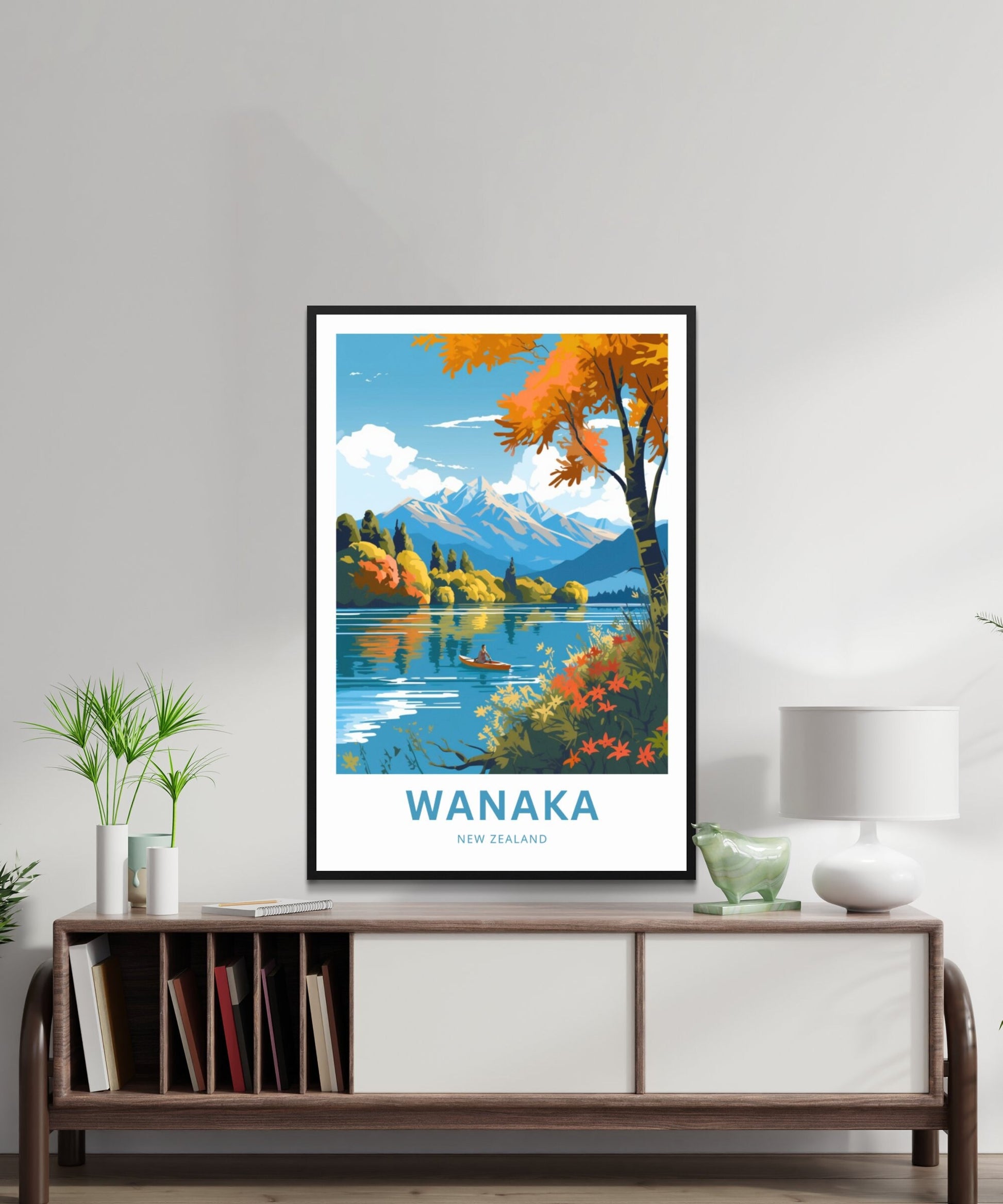 Wanaka Travel Print - Wanaka poster, New Zealand Wall Art, Framed present, Gift New Zealand Present - TravelTreasureCo