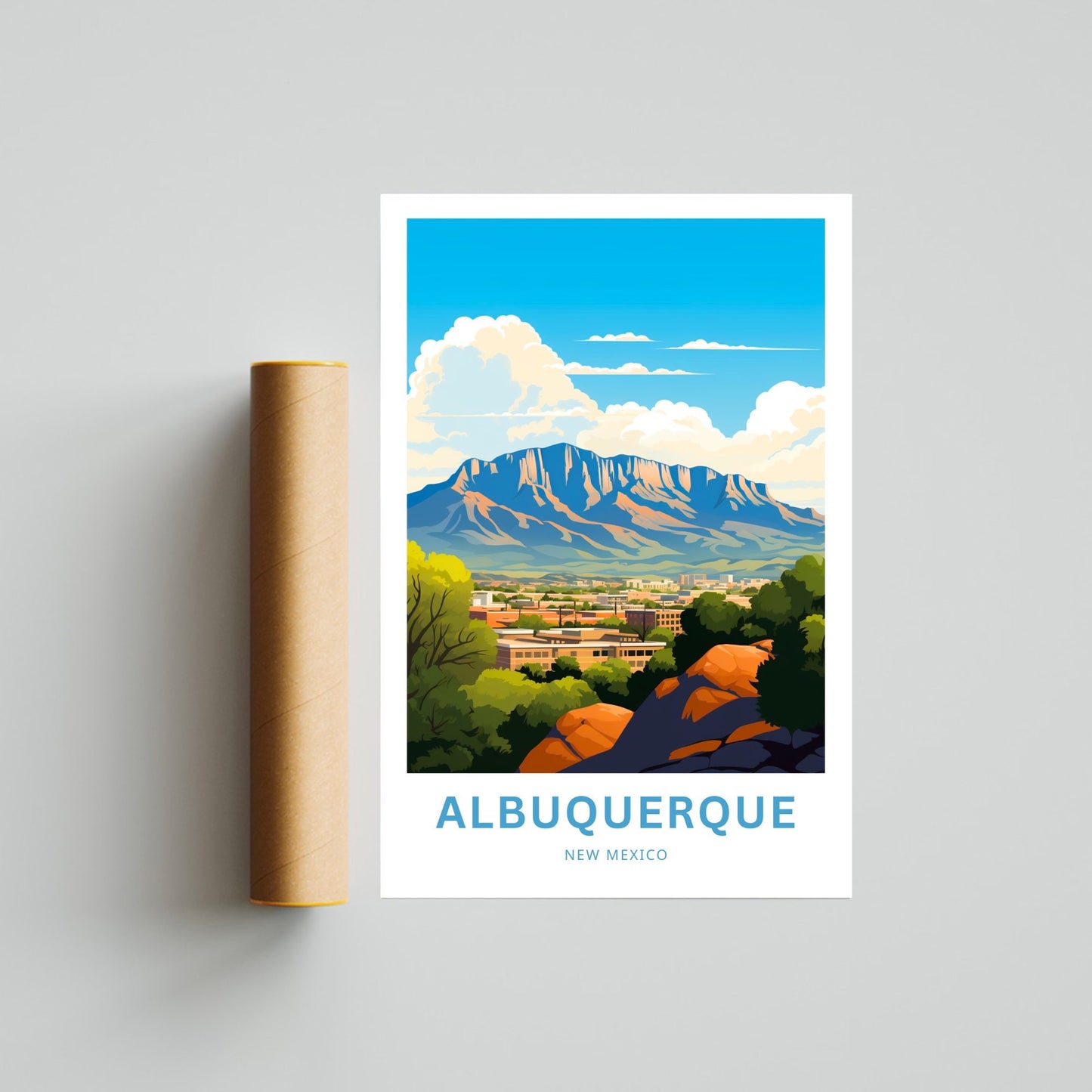 Albuquerque Travel Poster - Desert Landscape