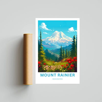 Mount Rainier Travel Poster