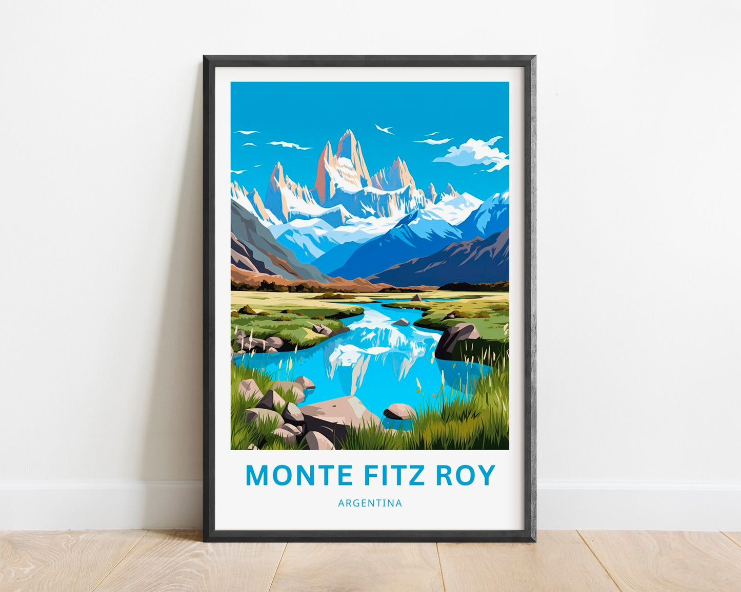 Monte Fitz Roy Travel Print - Monte Fitz Roy Tower poster, Argentina Wall Art, Framed present, Gift Argentina Present - TravelTreasureCo