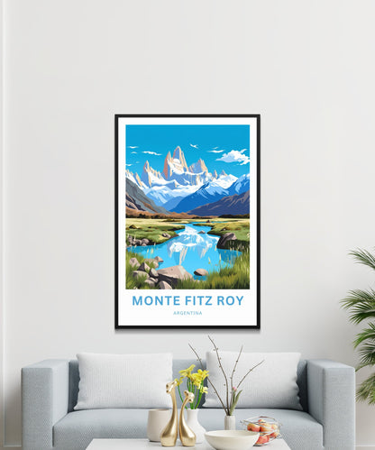 Monte Fitz Roy Travel Print - Monte Fitz Roy Tower poster, Argentina Wall Art, Framed present, Gift Argentina Present - TravelTreasureCo