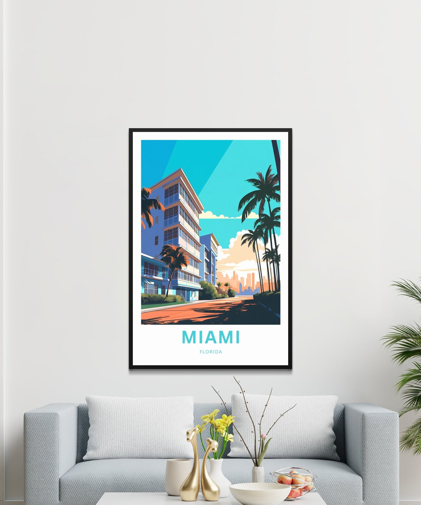 Miami Travel Print - Miami poster, Florida Wall Art, Framed present, Gift Florida Present - TravelTreasureCo