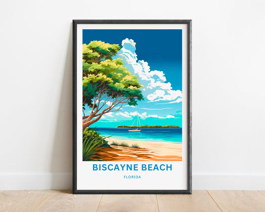 Biscayne Beach Travel Poster