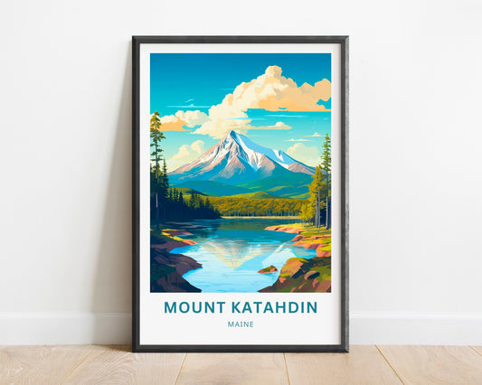 Mount Katahdin Travel Print - Mount Katahdin poster, Maine Wall Art, Framed present, Gift Maine Present - TravelTreasureCo