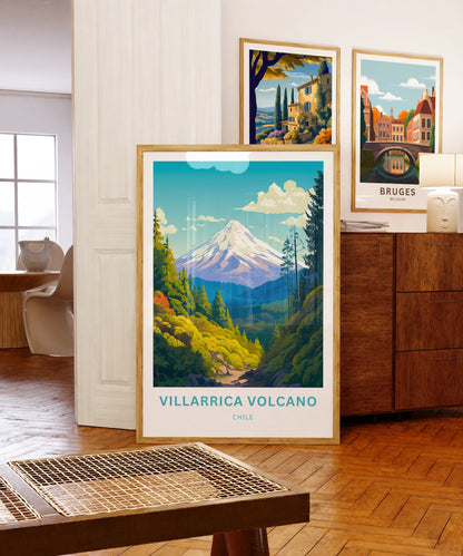 Villarrica Volcano Travel Print - Villarrica Volcano poster, Rucapillán Wall Art, Framed present, Gift Chile Present - TravelTreasureCo