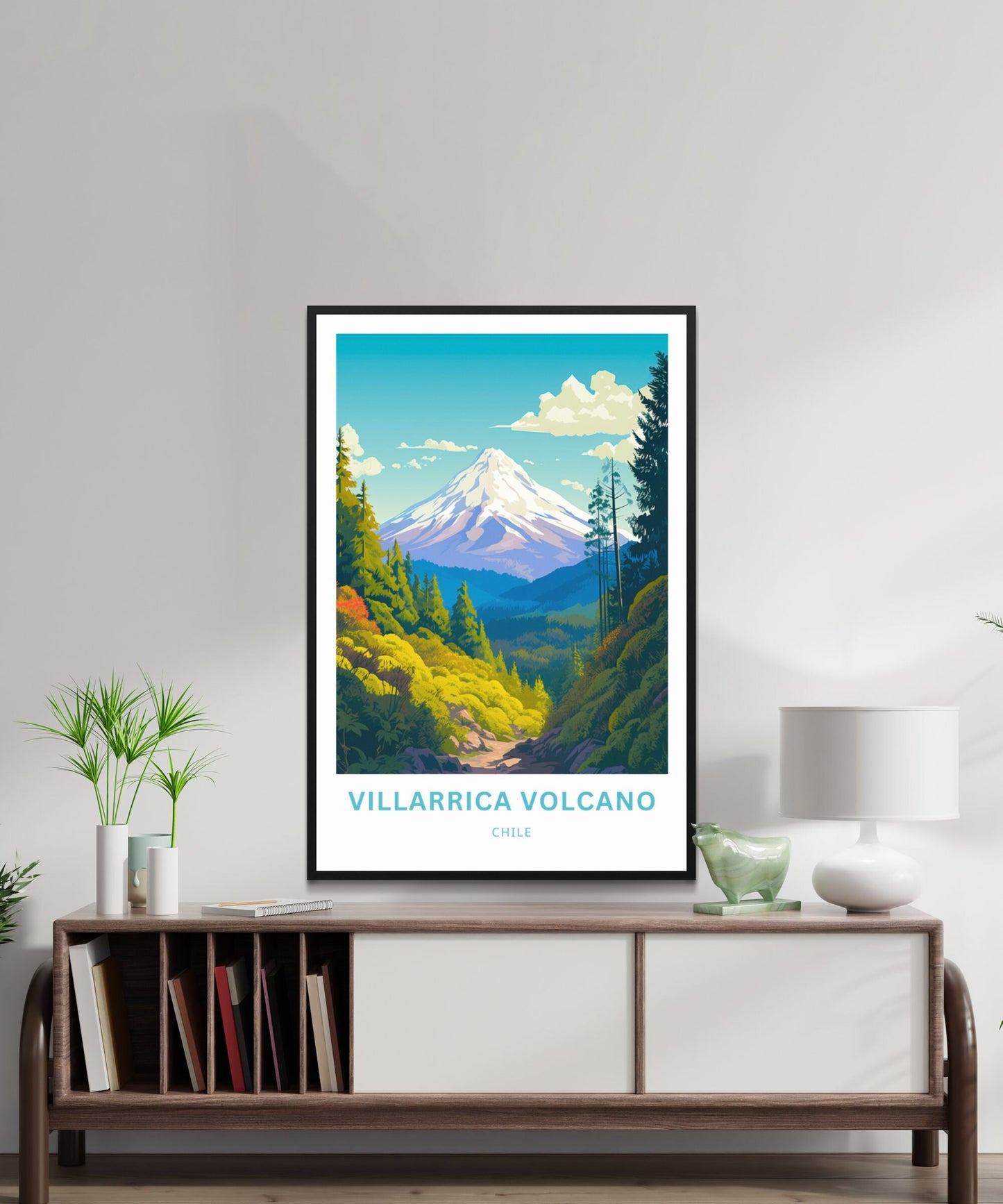 Villarrica Volcano Travel Print - Villarrica Volcano poster, Rucapillán Wall Art, Framed present, Gift Chile Present - TravelTreasureCo