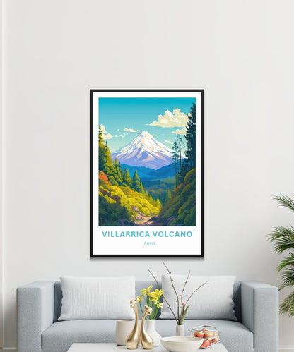 Villarrica Volcano Travel Print - Villarrica Volcano poster, Rucapillán Wall Art, Framed present, Gift Chile Present - TravelTreasureCo