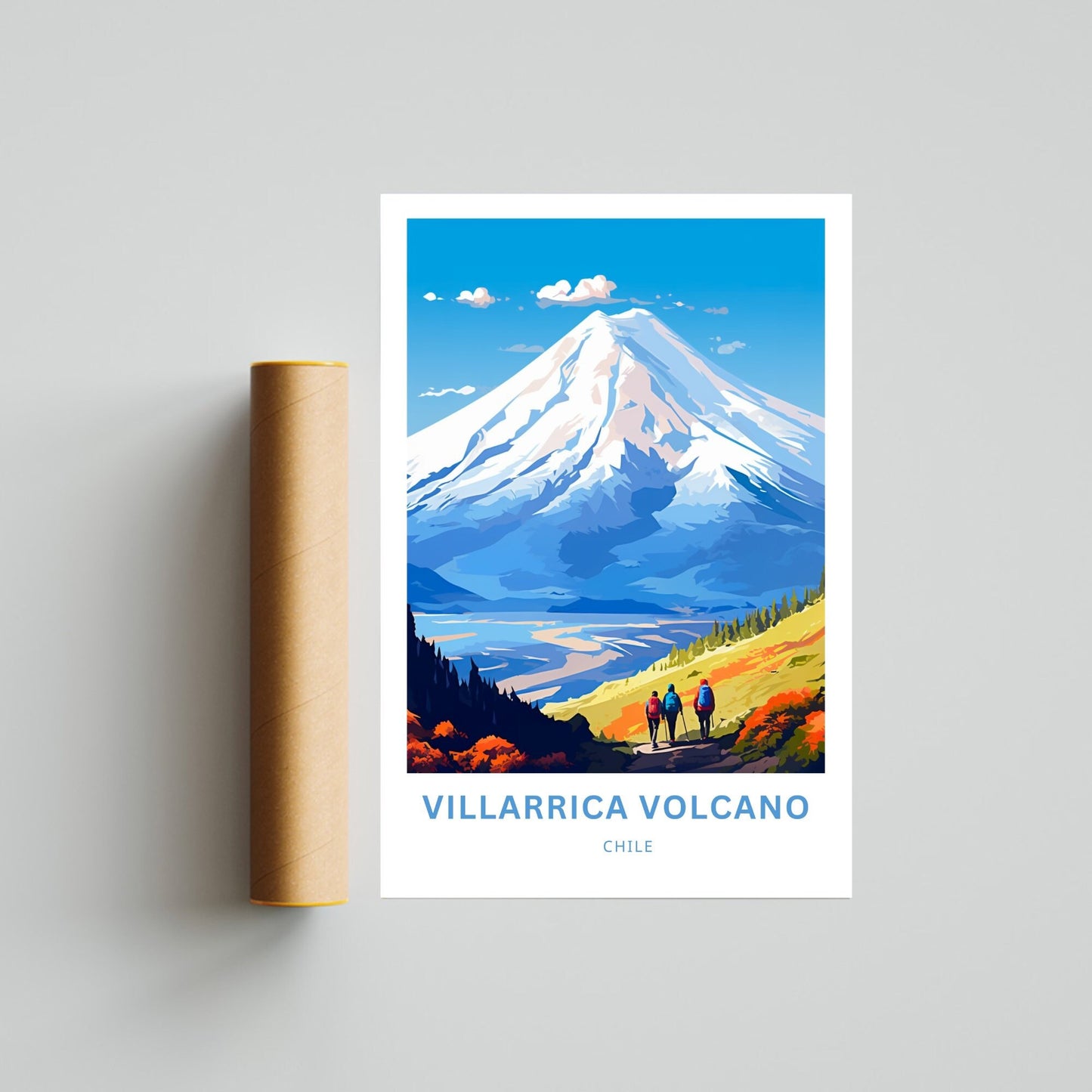 Villarrica Volcano Travel Print - Villarrica Volcano poster, Rucapillán Wall Art, Framed present, Gift Chile Present - TravelTreasureCo