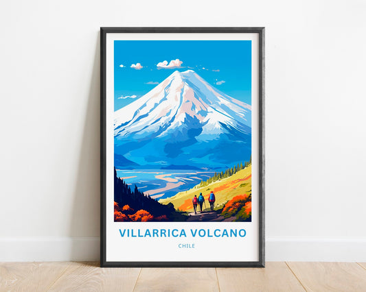 Villarrica Volcano Travel Print - Villarrica Volcano poster, Rucapillán Wall Art, Framed present, Gift Chile Present - TravelTreasureCo